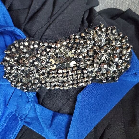 City triangles One-shoulded sparkle embellishment neckline Black/royal b… - Picture 7 of 15